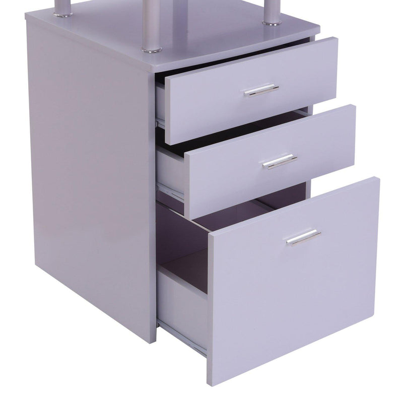 Scrivania Moderna ad Angolo con Cassetti in Legno Bianco 152x144x76 cm 