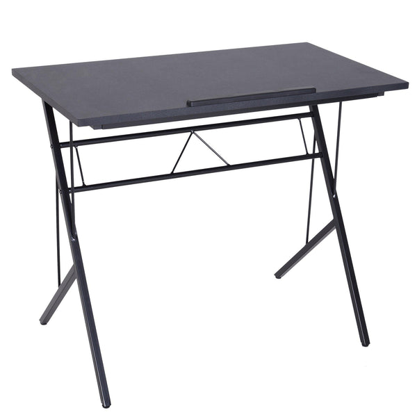 Bureau Inclinable à 60° avec Côté en Métal Noir et Bois 90x50x76-91 cm prezzo