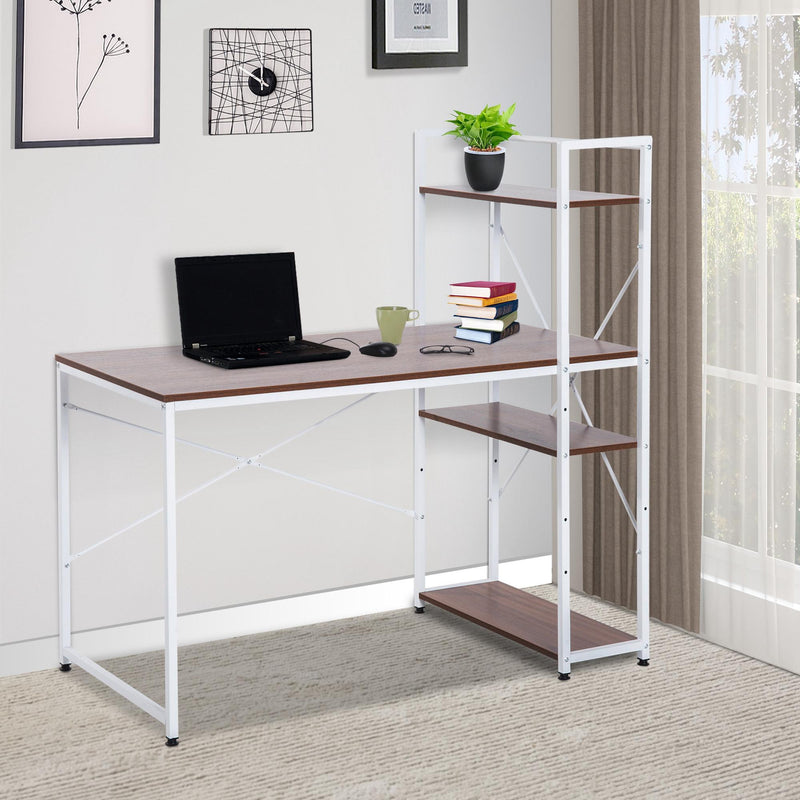 Scrivania da Ufficio con Scaffalatura Noce e Bianco 120x64x121 cm 