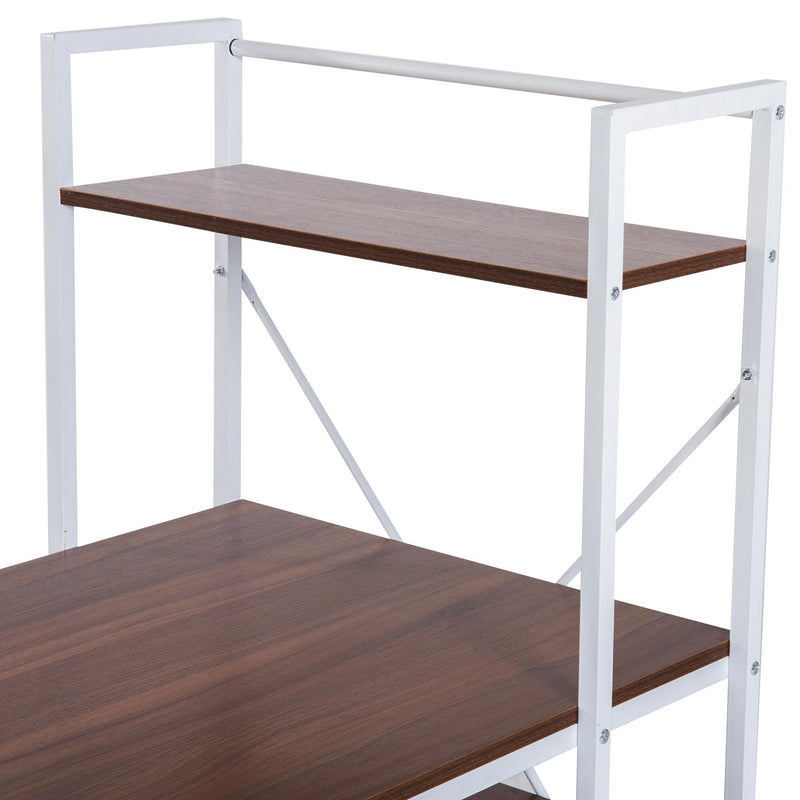 Scrivania da Ufficio con Scaffalatura Noce e Bianco 120x64x121 cm 