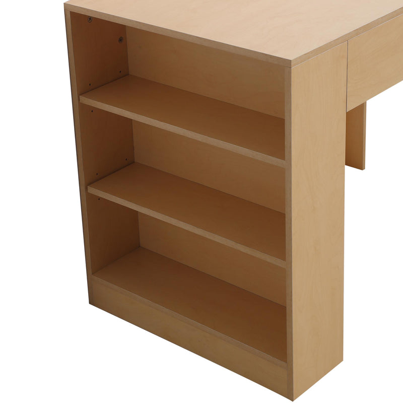 Scrivania da Ufficio Multifunzionale con 3 Ripiani in Legno Naturale 100x60x75 cm 