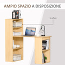 Scrivania con Mensole Libreria in Legno Naturale 120x55x120 cm 