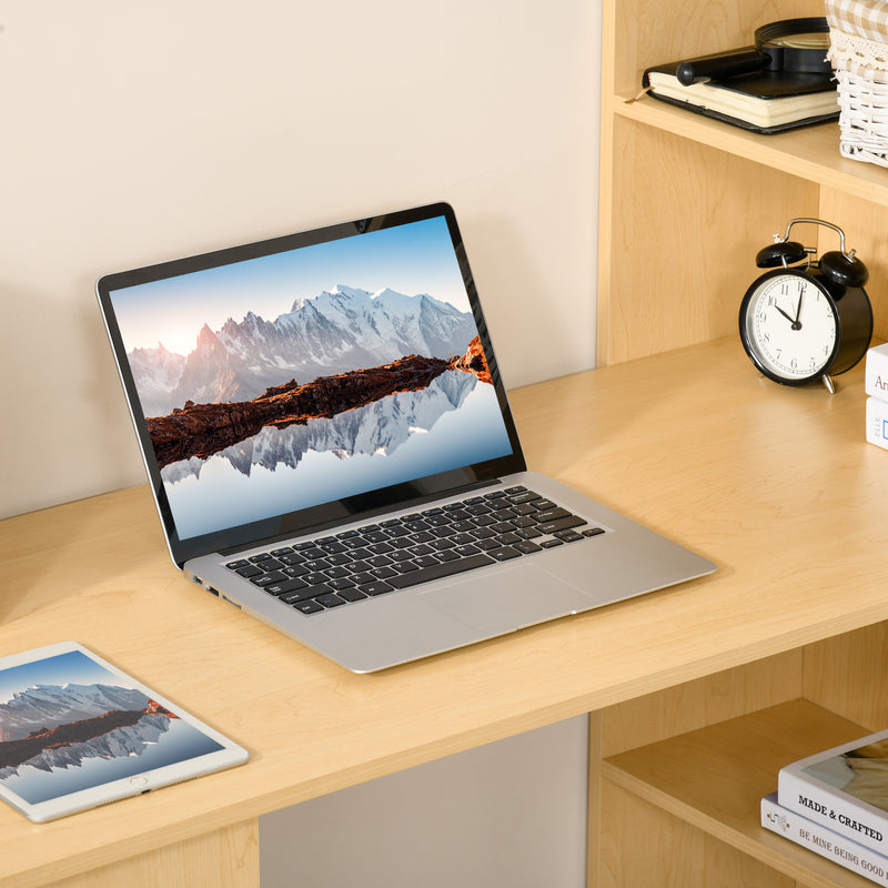 Scrivania con Mensole Libreria in Legno Naturale 120x55x120 cm 