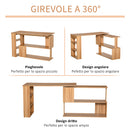Scrivania Angolare Multiposizione con 5 Ripiani Legno 120x110x74,5 cm