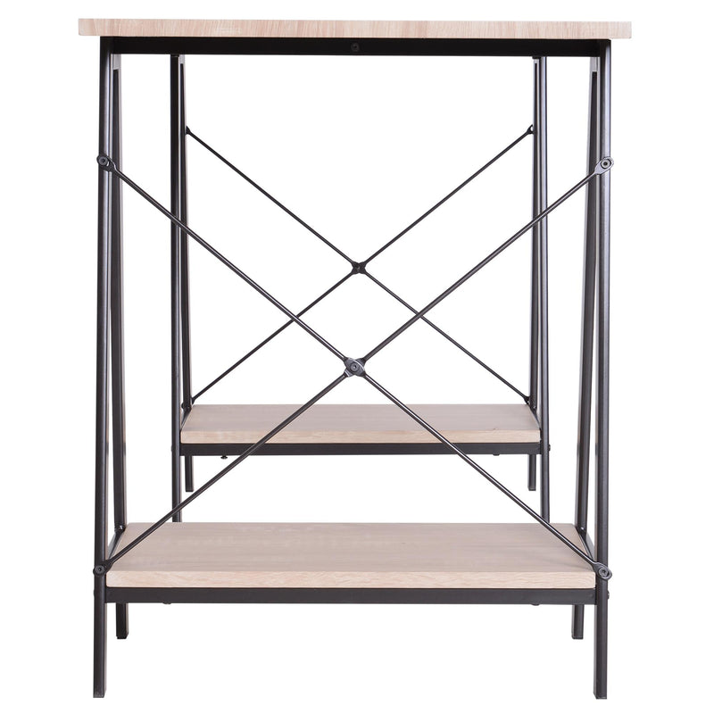 Scrivania da Ufficio Industrial in Metallo e Legno MDF Ripiani Legno e Nero 140x60x75 cm 