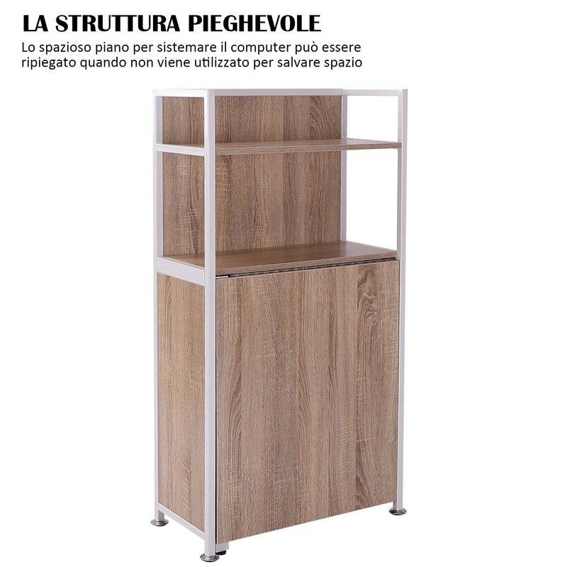 Scrivania da Ufficio Angolare per Computer Estraibile in Legno MDF 