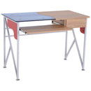 Scrivania da Ufficio in Legno e Piano in Vetro con Cassetto e Porta Tastiera Estraibile 105x55x75 cm 