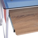 Scrivania da Ufficio in Legno e Piano in Vetro con Cassetto e Porta Tastiera Estraibile 105x55x75 cm 