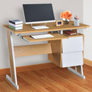 Scrivania da Ufficio con 2 Cassetti e Ripiano Tastiera Scorrevole in Legno 105x54x75 cm 