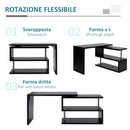 Scrivania da Ufficio Angolare per Computer con Scaffali in Legno Nero 120x106x75 cm 