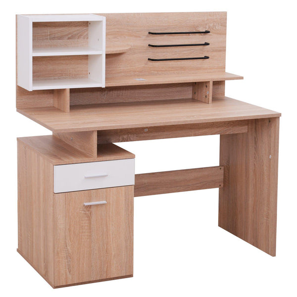 prezzo Bureau Ordinateur Tiroir et Étagères Chêne Blanc 120x60x122 cm