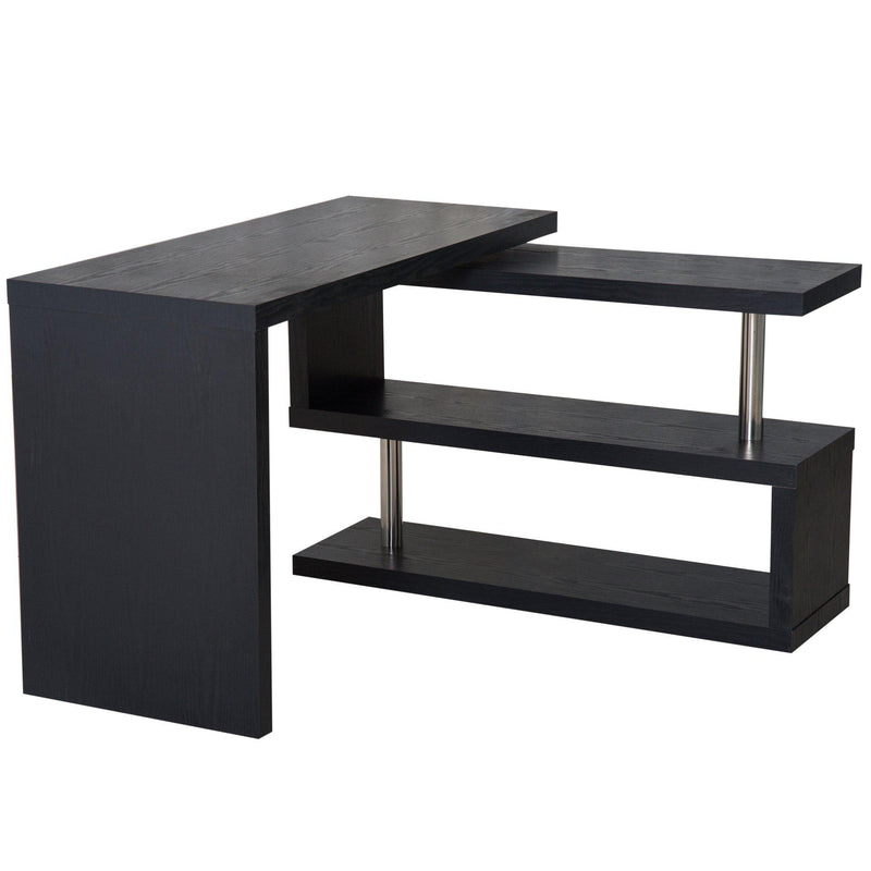 Scrivania da Ufficio per Computer con Ripiani Nero Opaco 