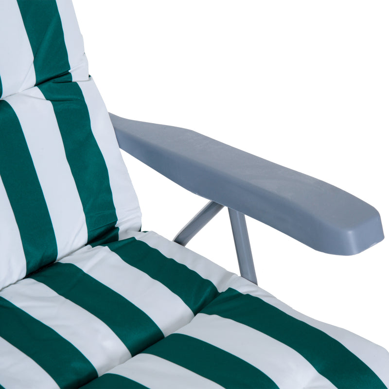 Set 2 Sedie a Sdraio da Giardino Sdraio Prendisole con Braccioli Reclinabili bianco e verde 