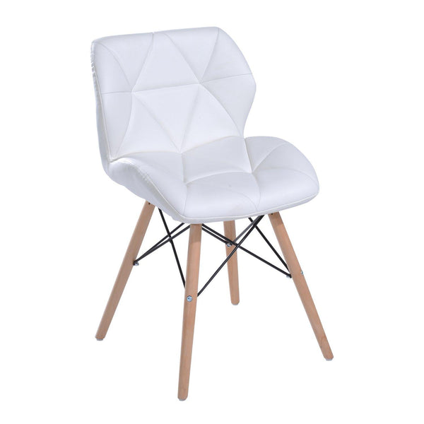 Chaise Design Moderne Rembourrée en Simili Cuir Blanc 42x48x69 cm sconto