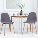 Set 2 Sedie da Pranzo Design Moderno in Lino con Gambe in Metallo Grigio 