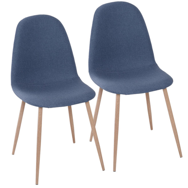 online Ensemble de 2 chaises de salle à manger au design moderne en lin avec pieds en métal bleu