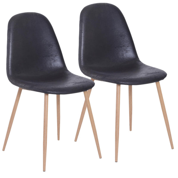 sconto Ensemble de 2 chaises de salle à manger au design moderne en lin avec pieds en métal noir