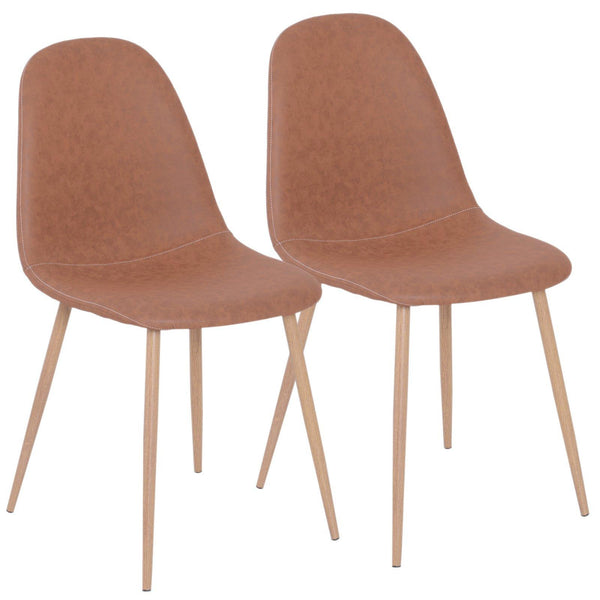 Ensemble de 2 chaises de salle à manger au design moderne en lin avec pieds en métal marron acquista