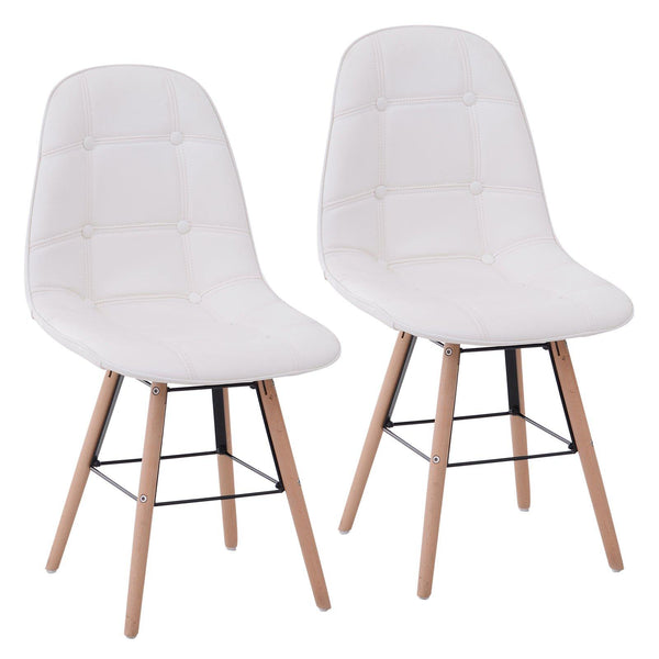 acquista Lot de 2 chaises de salle à manger rembourrées design avec pieds en métal et bois crème