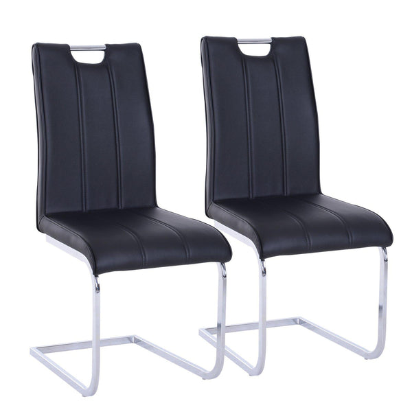 prezzo Lot de 2 chaises design moderne en métal avec revêtement en cuir PU noir