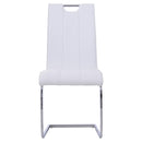 Set 2 Sedie Design Moderno in Metallo con Rivestimento in Pelle PU Bianco 
