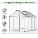 Serra da Giardino per Piante con Tetto Apribile e Porta Scorrevole Trasparente 242x190x195 cm 