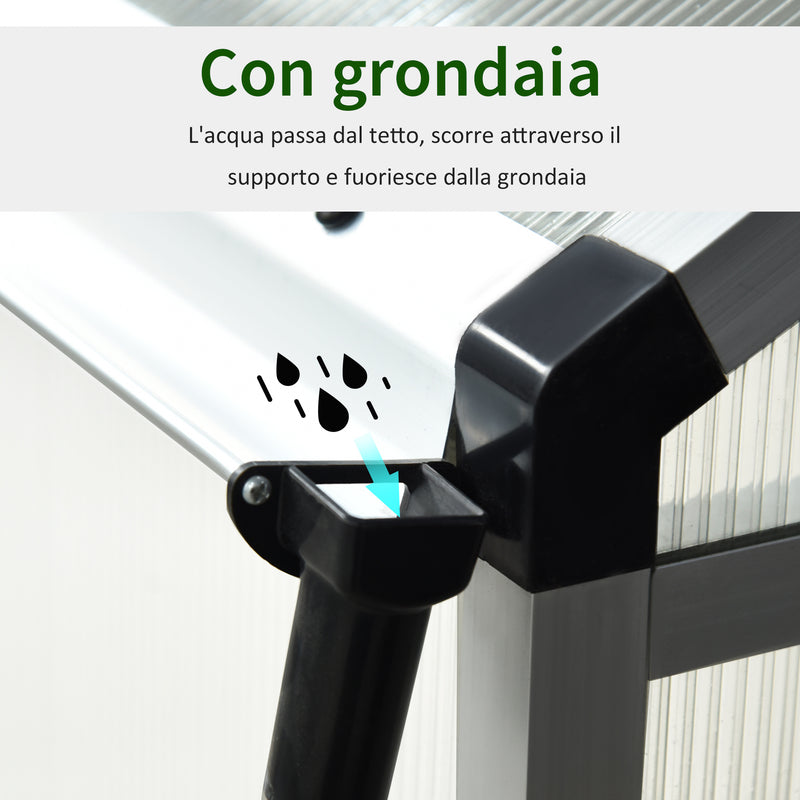 Serra da Giardino per Piante con Tetto Apribile e Porta Scorrevole Trasparente 242x190x195 cm 