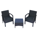 Set Salotto da Giardino 2 Poltroncine e Tavolino con Cuscini Rattan Sintetico Nero 