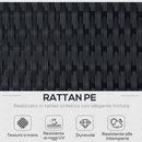 Set Salotto da Giardino in Rattan Sintetico Divano e Poggiapiedi con Cuscini Nero 