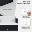 Set Salotto da Giardino in Rattan Sintetico Divano e Poggiapiedi con Cuscini Nero 