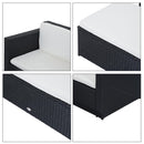 Set Salotto da Giardino in Rattan Sintetico Divano e Poggiapiedi con Cuscini Nero 