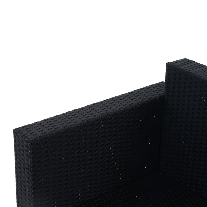 Set Salotto da Giardino in Rattan Sintetico Divano e Poggiapiedi con Cuscini Nero 