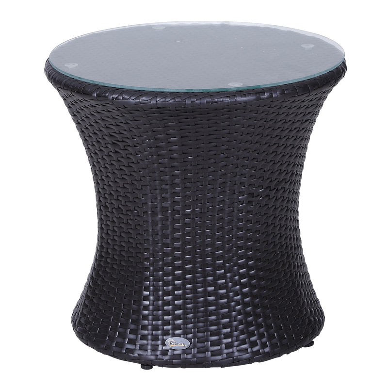 Set Salotto da Giardino in Rattan Sintetico 2 Poltroncine Tonde con Tavolino e Cuscini Marrone 