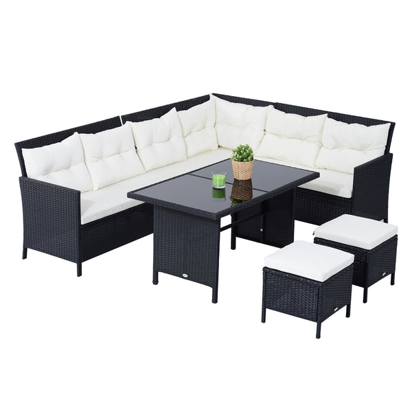 online Salon de jardin en rotin synthétique Canapé 6 pièces avec coussins et table basse noire