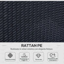 Set Salotto da Giardino in Rattan Sintetico 6 pezzi DIvano con Cuscini e Tavolino Nero 