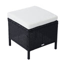 Set Salotto da Giardino in Rattan Sintetico 6 pezzi DIvano con Cuscini e Tavolino Nero 