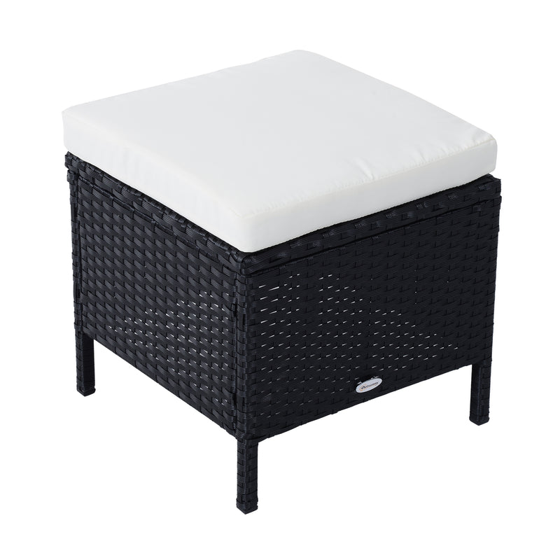 Set Salotto da Giardino in Rattan Sintetico 6 pezzi DIvano con Cuscini e Tavolino Nero 