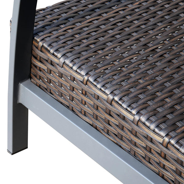 Salon de jardin en rotin synthétique canapé et fauteuils avec coussins marron et beige prezzo