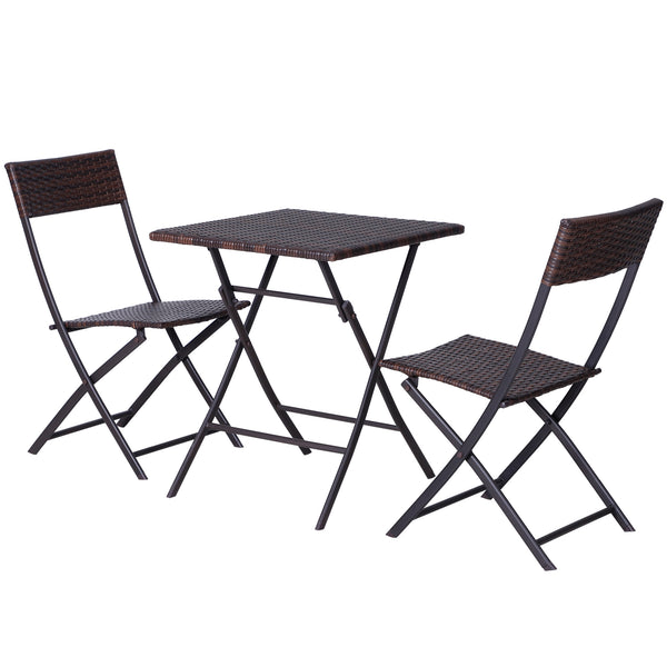 prezzo Ensemble Table Basse et 2 Chaises de Jardin Pliantes en Rotin Synthétique Marron