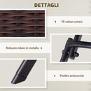 Set Tavolino e 2 Sedie Pieghevoli da Giardino in Rattan Sintetico Marrone 