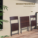 Set Tavolino e 2 Sedie Pieghevoli da Giardino in Rattan Sintetico Marrone 