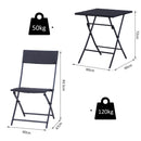 Set Tavolino e 2 Sedie Pieghevoli da Giardino in Rattan Sintetico Nero 