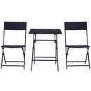 Set Tavolino e 2 Sedie Pieghevoli da Giardino in Rattan Sintetico Nero 