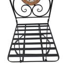 Set Tavolino e 2 Sedie da Giardino in Metallo Mosaico Nero Arancione e Bianco 