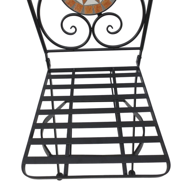 Ensemble Table Basse et 2 Chaises de Jardin en Métal Mosaïque Noir, Orange et Blanc prezzo