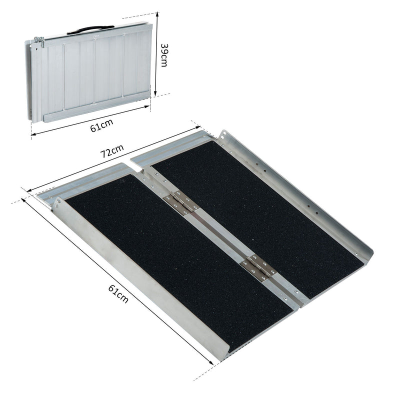 Rampa per Sedia a Rotelle Pieghevole Antiscivolo in Alluminio 61x72 cm 