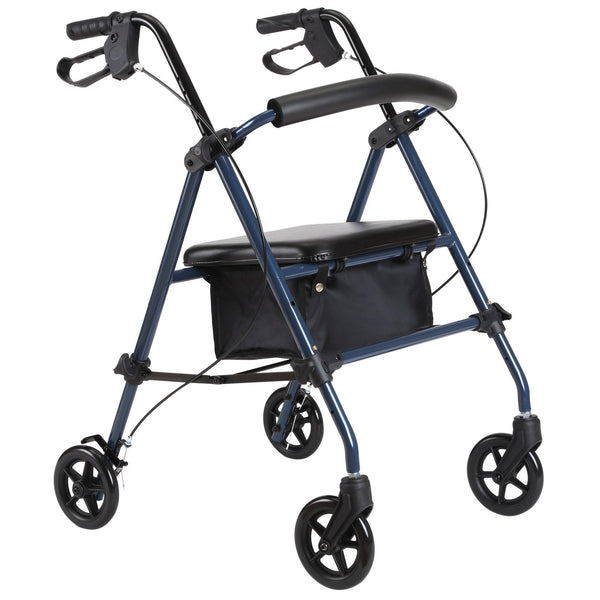 Rollator 4 Roues Pliable avec Siège et Panier de Rangement en Toile acquista