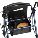 Deambulatore 4 Ruote Pieghevole con Sedile e Cestino Portaoggetti in Tela 