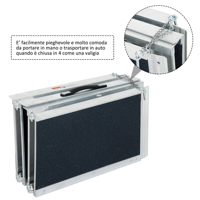 Rampa per Sedia a Rotelle Pieghevole in Alluminio Antiscivolo 183x72 cm 