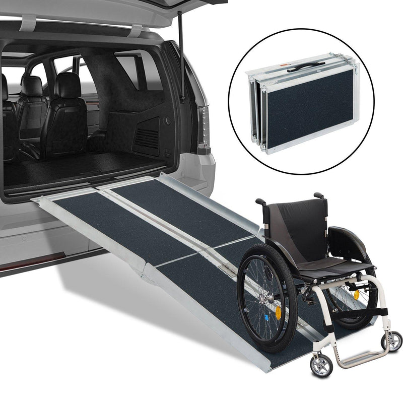 Rampa per Sedia a Rotelle Pieghevole in Alluminio Antiscivolo 183x72 cm 